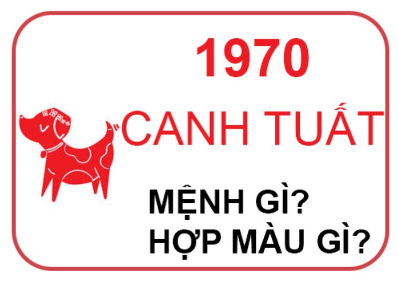 Bảng màu phong thủy hợp và khắc với tuổi Tuất 1970 mệnh Thoa Xuyến Kim, minh họa các tông màu vàng, nâu, trắng, xám, bạc và các màu đỏ, hồng, tím bị tránh.